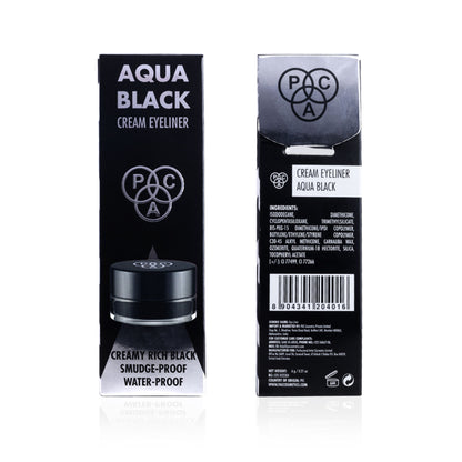 PAC Cream Eyeliner Aqua Black - Richly Pigmented, Quick Drying, Matte Finish, Intense Black