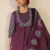 Indyancart IE Women Ethnic Motifs Printed Pure Cotton Kurta with Trousers & Dupatta Kurta Sets