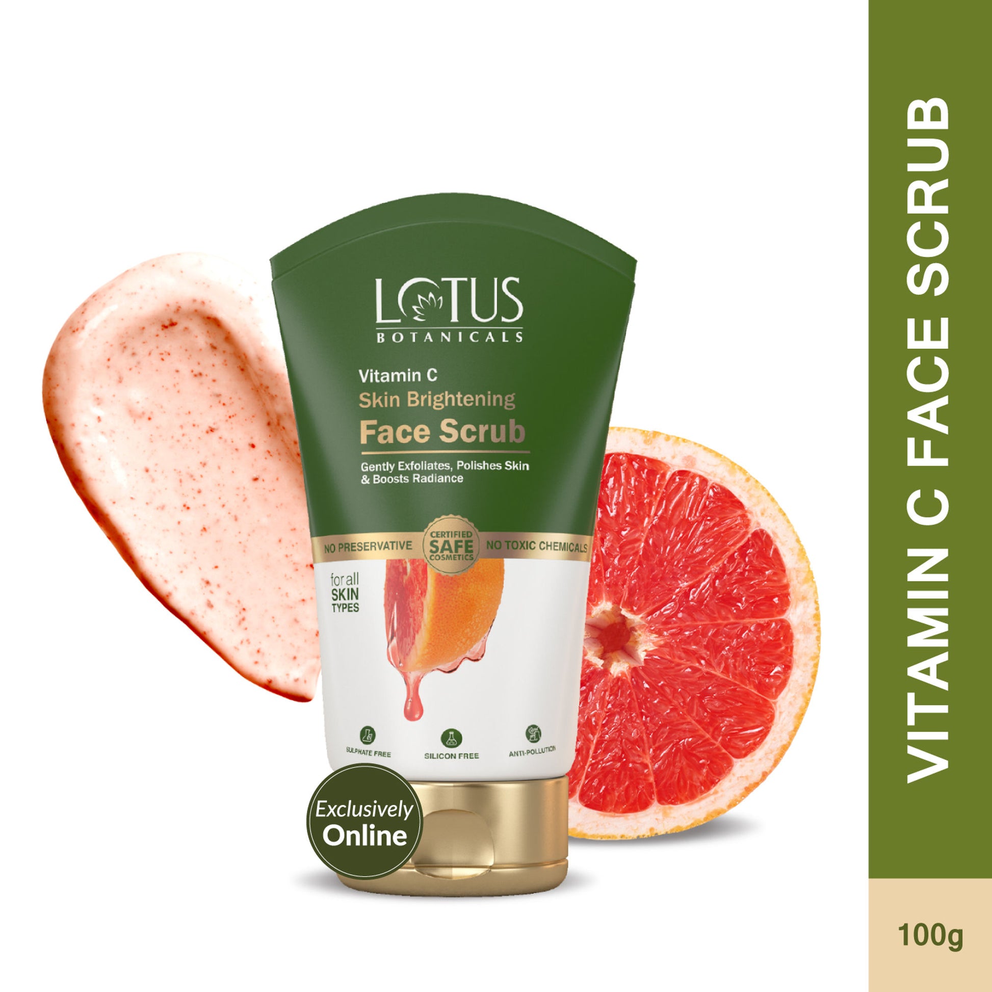 Lotus Botanicals Vitamin C Skin Brightening Face Scrub|Gently Exfoliates Dead Skin|Chemical Free