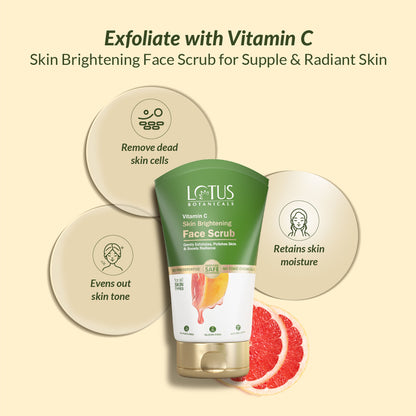 Lotus Botanicals Vitamin C Skin Brightening Face Scrub|Gently Exfoliates Dead Skin|Chemical Free