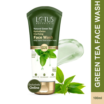Lotus Botanicals Natural Green Tea Hydradetox Clarifying Face Wash | For All Skin Types