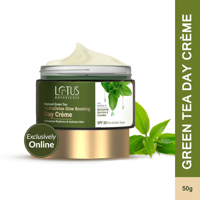 Lotus Botanicals Natural Green Tea HydraDetox Glow Boosting Day Face Cream SPF 20 With Niacinamide