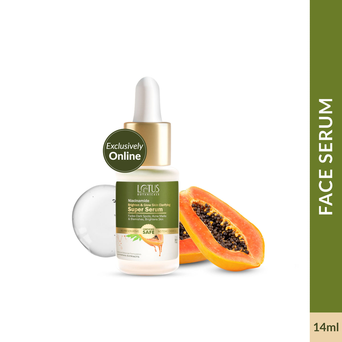 Lotus Botanicals Niacinamide & Papaya Brighten & Glow Skin Clarifying Super Serum