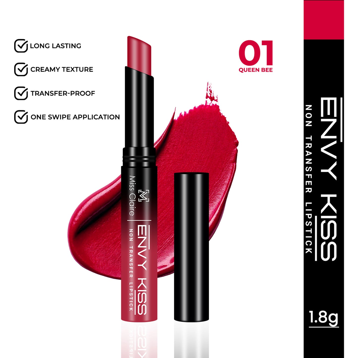 Miss Claire Envy Kiss Non Transfer Lipstick - 01 Queen Bee