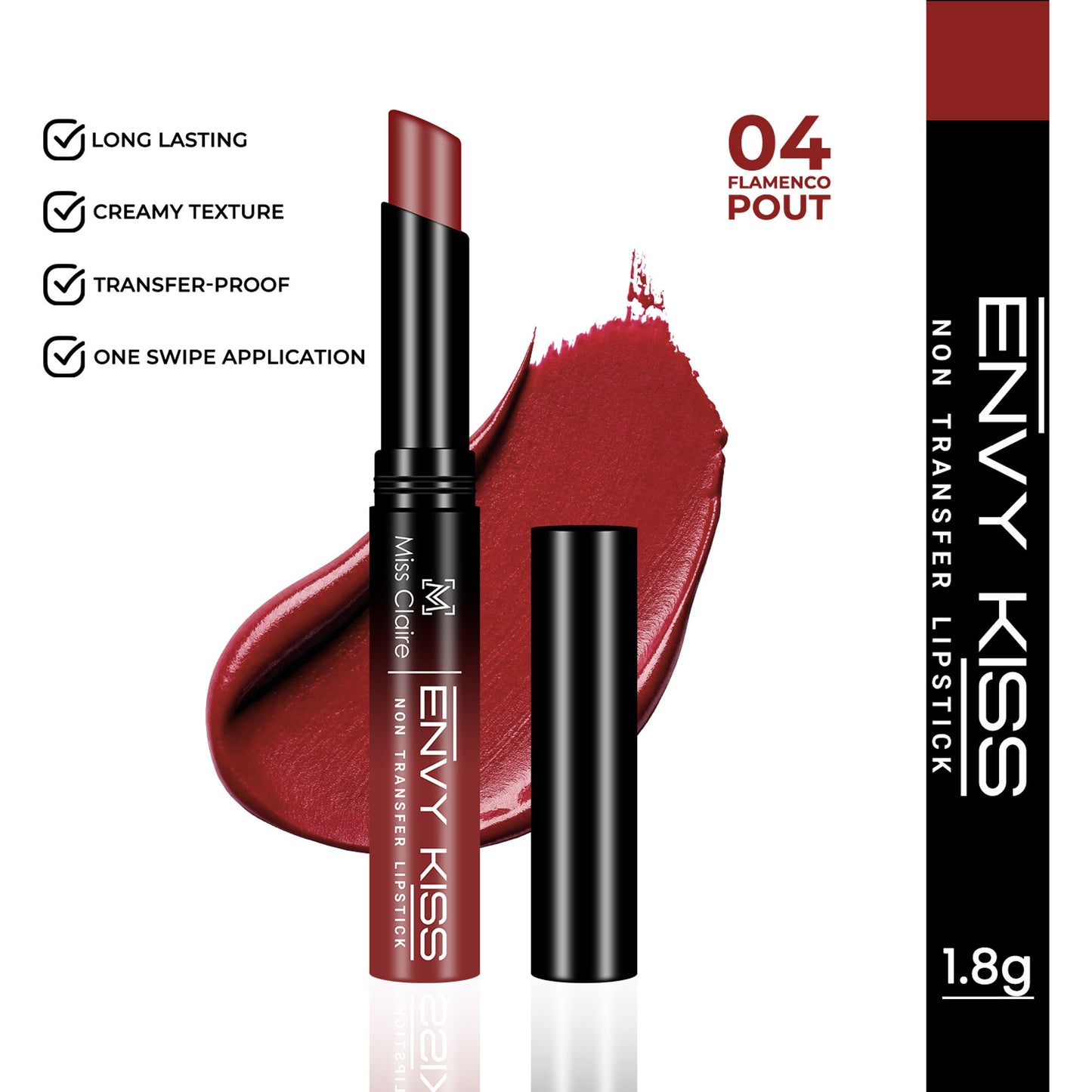 Miss Claire Envy Kiss Non Transfer Lipstick - 04 Flamenco Pout