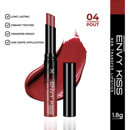 Miss Claire Envy Kiss Non Transfer Lipstick - 04 Flamenco Pout