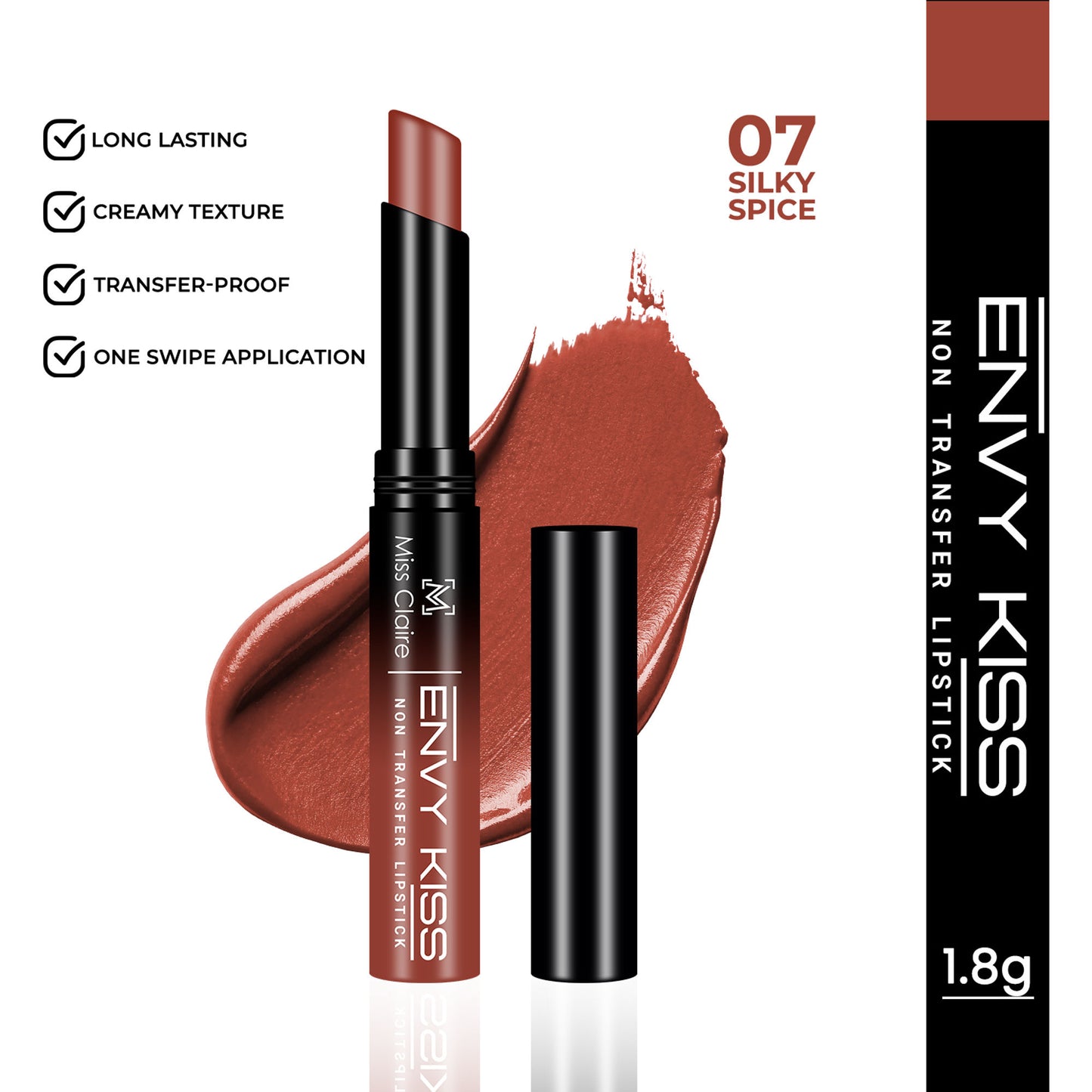 Miss Claire Envy Kiss Non Transfer Lipstick - 07 Silky Spice