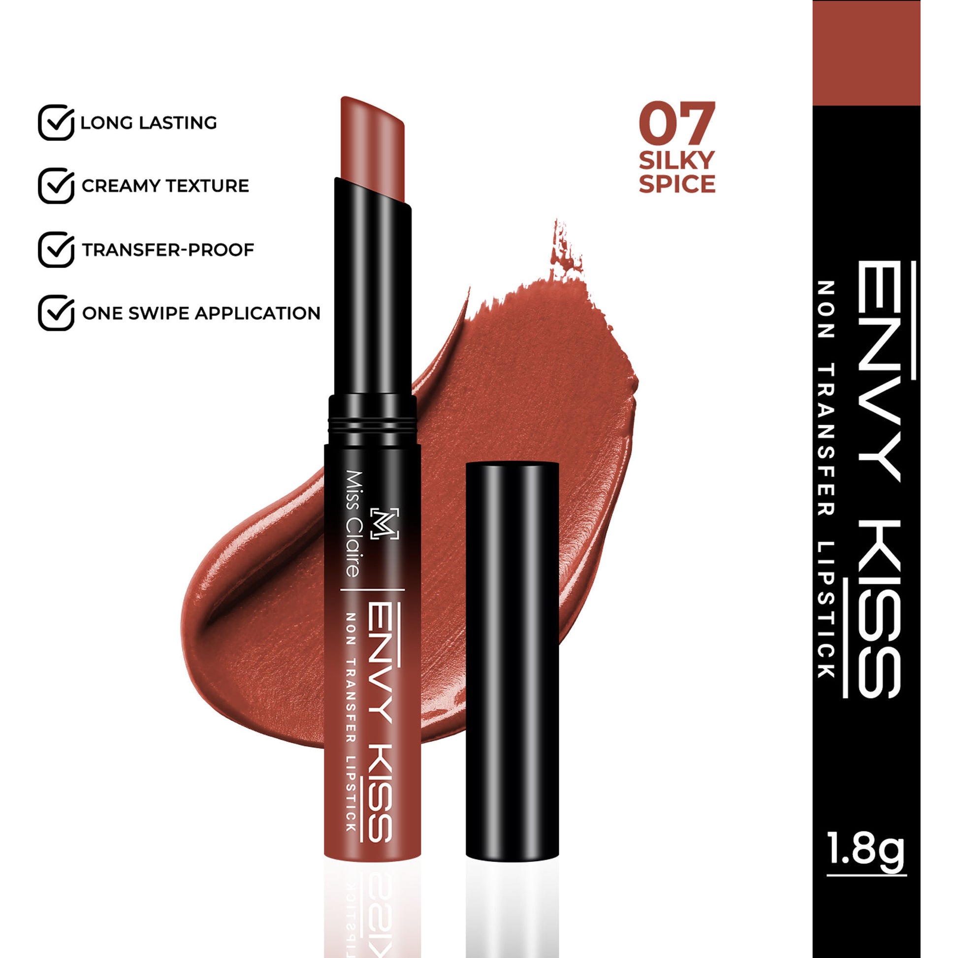 Miss Claire Envy Kiss Non Transfer Lipstick - 07 Silky Spice
