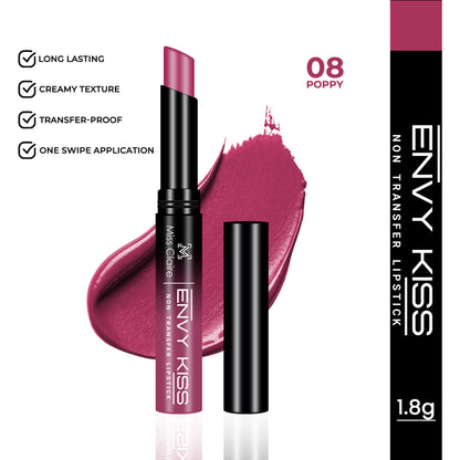 Miss Claire Envy Kiss Non Transfer Lipstick - 08 Poppy