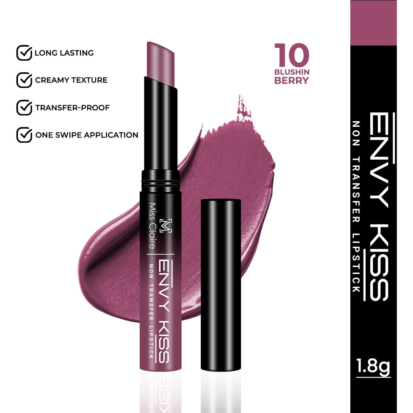 Miss Claire Envy Kiss Non Transfer Lipstick - 10 Blushin Berry