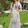 Dhiyona IE Women Floral Embroidered Regular Thread Work Liva Kurta with Trousers & With Dupatta