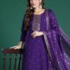 Dhiyona IE Ethnic Motifs Embroidered Sequinned Kurta with Trousers & Dupatta