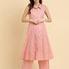 Indyancart VA Women'sPink Floral Printed Regular Kurta with Trousers