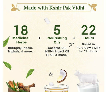 Sesa Ayurvedic Hair Oil bottle with dropper and herbal ingredients, promoting healthy hair and scalp care.