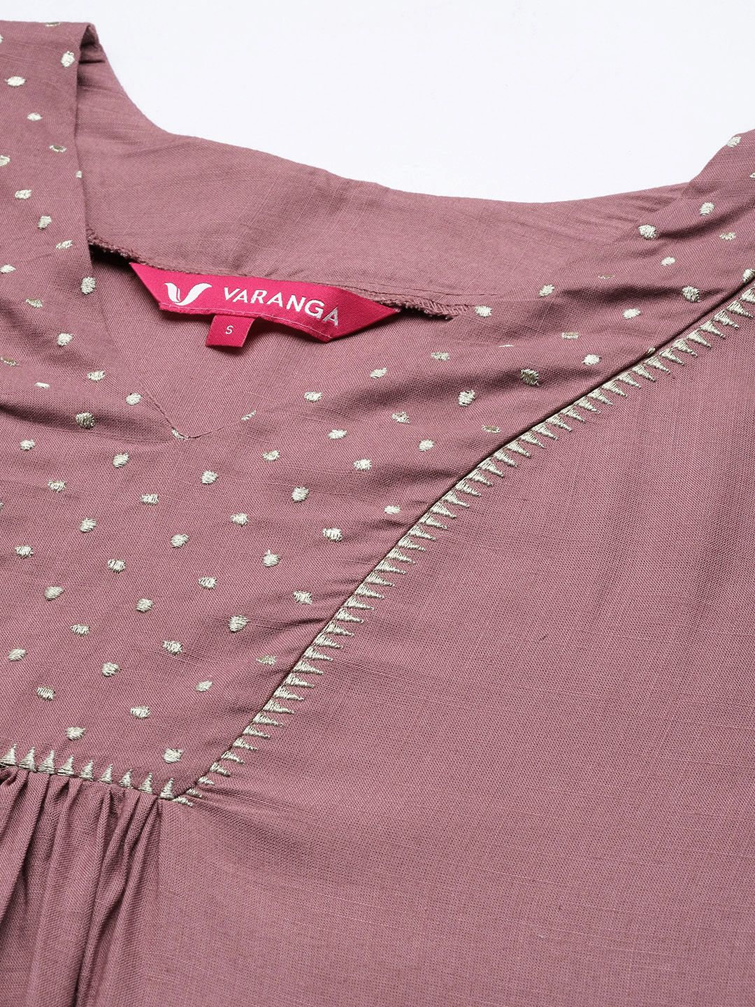 Indyancart VA Women's Mauve Embroidered Kurta with Palazzos & With Dupatta