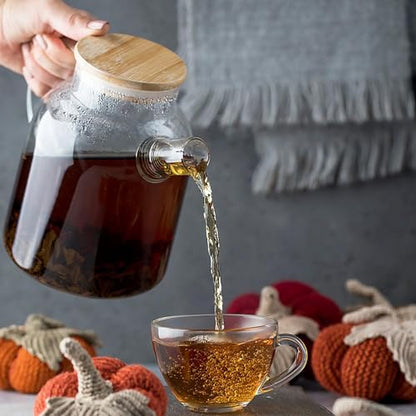 Jinelza Glass Teapot with Wooden Bamboo Lid 1800ML