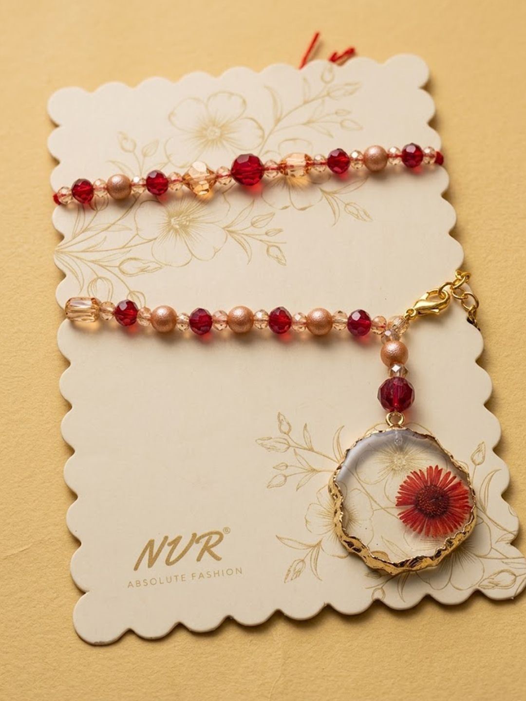 Anouk Set Of 2 Gold Toned Red Artificial Beads Bhaiya Bhabhi Rakhi