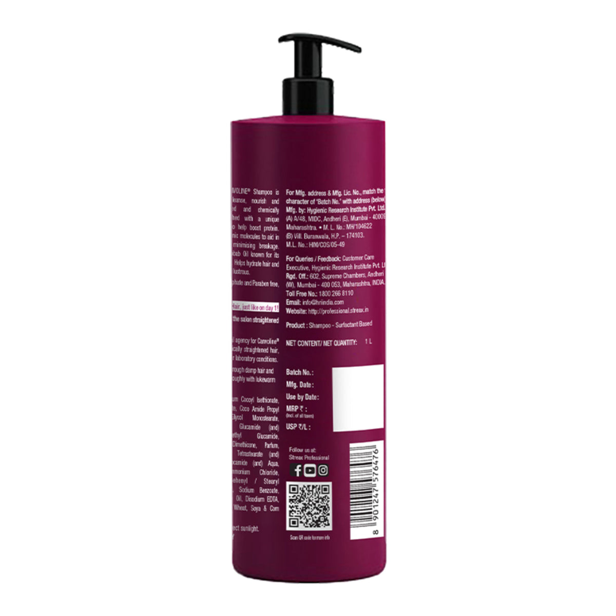 Streax Professional Canvoline Shampoo for Chemically Treated & Damaged Hair