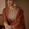 Indyancart IE Women Ethnic Motifs Embroidered Regular Liva Kurta with Trousers & With Dupatta