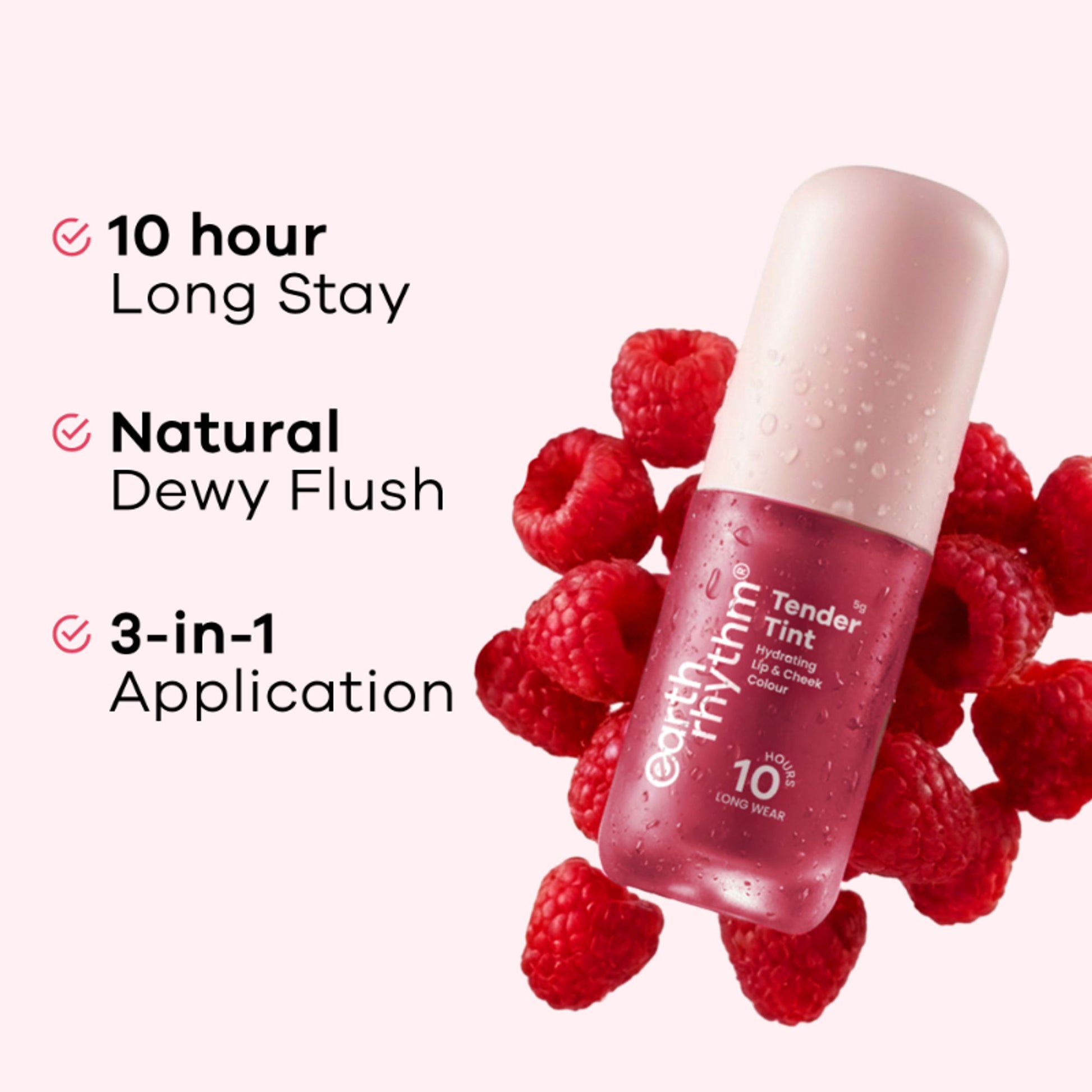 Earth Rhythm Tender Tint For Lip & Cheek With Pure Plant Pigments 10 H Stay - Rose
