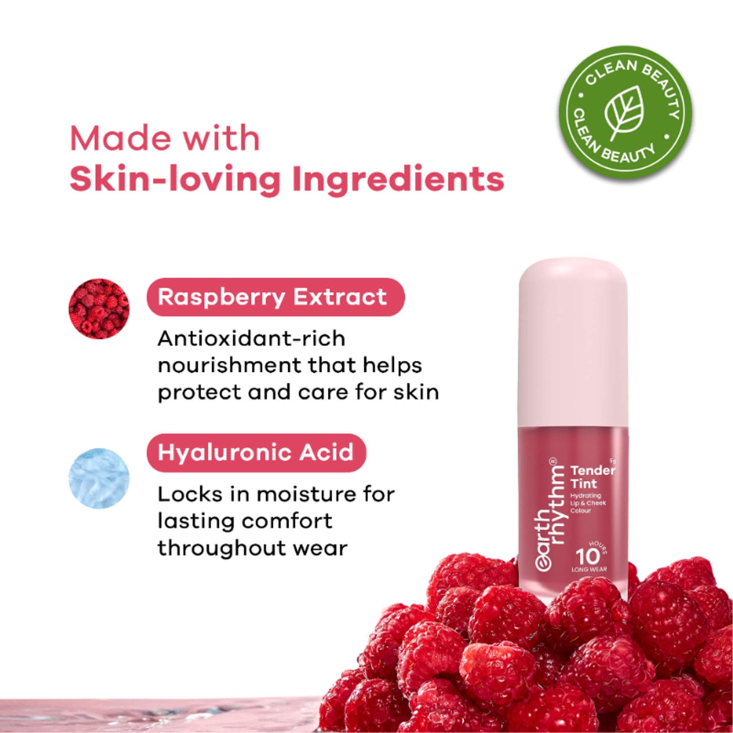 Earth Rhythm Tender Tint For Lip & Cheek With Pure Plant Pigments 10 H Stay - Rose