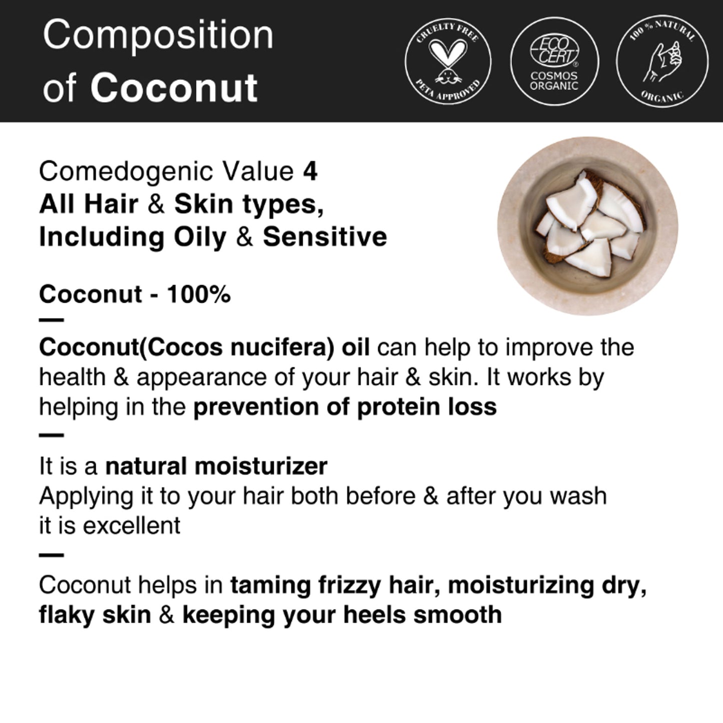 Soulflower Extra Virgin Coconut Oil for Dry, Frizzy Hair, Rough Skin, Wrinkle Reduction Cold Pressed