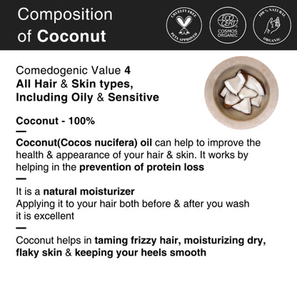 Soulflower Extra Virgin Coconut Oil for Dry, Frizzy Hair, Rough Skin, Wrinkle Reduction Cold Pressed