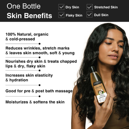 Soulflower Extra Virgin Coconut Oil for Dry, Frizzy Hair, Rough Skin, Wrinkle Reduction Cold Pressed
