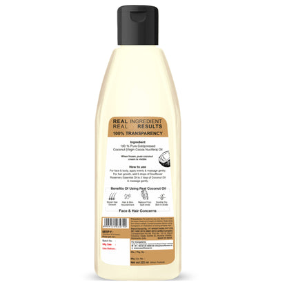 Soulflower Extra Virgin Coconut Oil for Dry, Frizzy Hair, Rough Skin, Wrinkle Reduction Cold Pressed