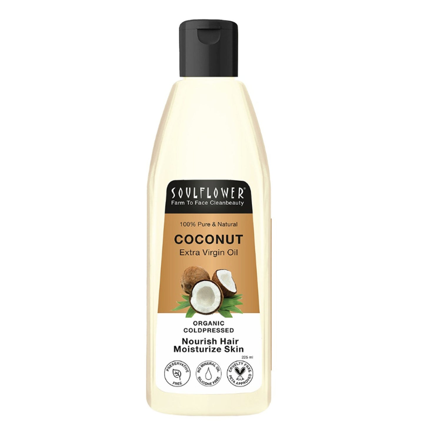 Soulflower Extra Virgin Coconut Oil for Dry, Frizzy Hair, Rough Skin, Wrinkle Reduction Cold Pressed