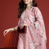 Dhiyona IE Floral Embroidered Thread Work Linen Kurta with Trousers & With Dupatta