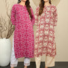Indyancart IE Pack Of 2 Floral Printed Round Neck Straight Kurta