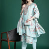 Dhiyona IE Floral Embroidered Linen Kurta with Trousers & With Dupatta