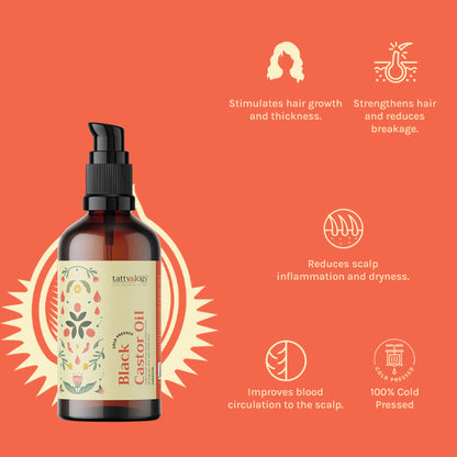 Tattvalogy Jamaican Black Castor Oil-Traditional Recipe, Boosts Hair Volume, Perfect for Curly Hair