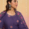 Dhiyona IE Floral Printed Round Neck Pure Cotton Anarkali With Trousers & Dupatta