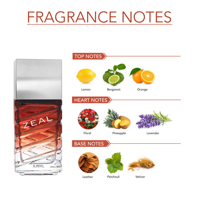 Ajmal Zeal EDP Perfume Fresh Spicy Aromatic Fragrance Luxury Gift for Men