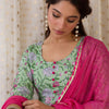 Dhiyona IE Floral Printed V-Neck Pure Cotton A-Line Kurta & Trousers With Dupatta