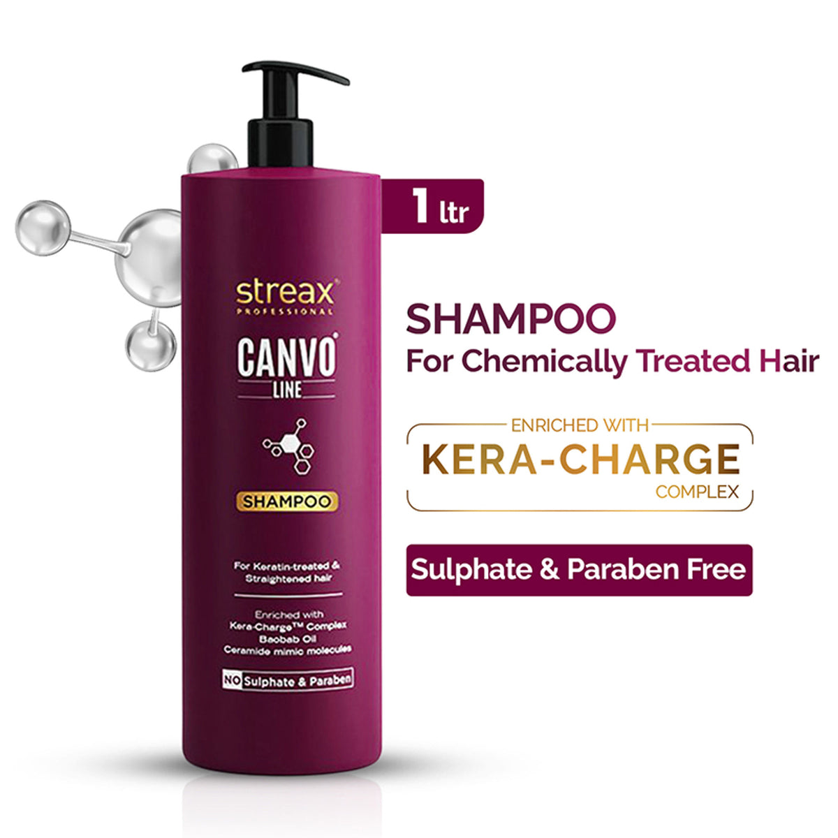 Streax Professional Canvoline Shampoo for Chemically Treated & Damaged Hair