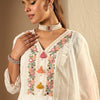 Dhiyona IE Women Floral Embroidered Thread Work Pure Cotton Kurta with Trousers & Dupatta