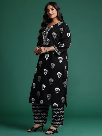 Dhiyona IE Floral Printed Regular Pure Cotton Kurta with Trousers & Dupatta
