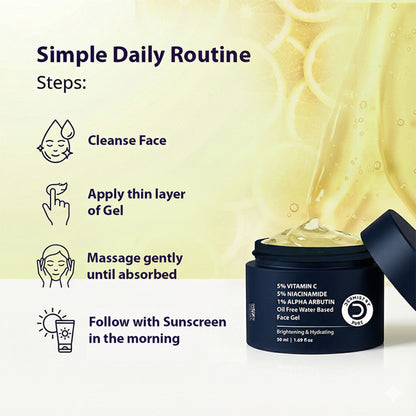 DERMISTRY Vitamin C Oily Skin Moisturizer Face Gel With Niacinamide Alpha Arbutin For Glowing Skin