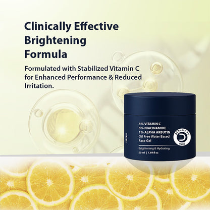 DERMISTRY Vitamin C Oily Skin Moisturizer Face Gel With Niacinamide Alpha Arbutin For Glowing Skin