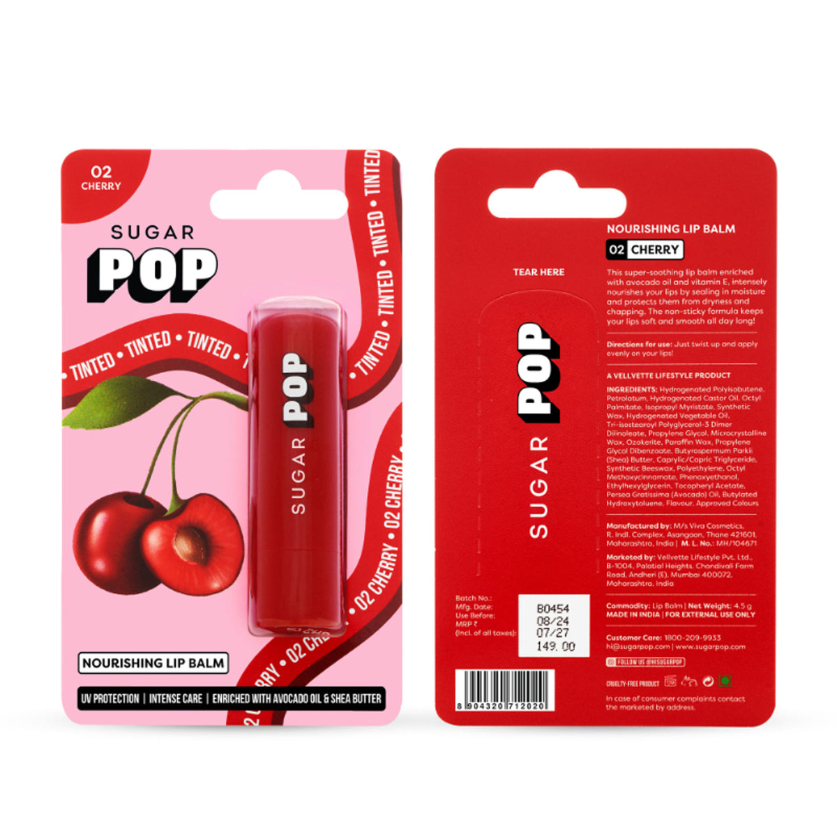 SUGAR POP Nourishing Lip Balm, SPF, Avocado Oil - 02 Cherry