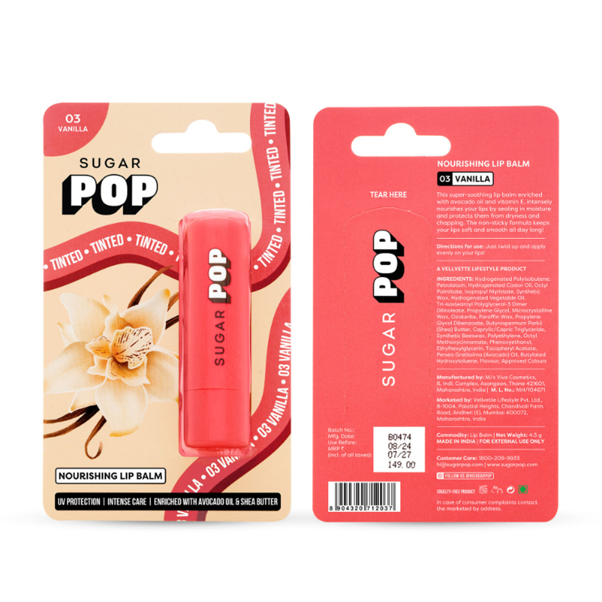SUGAR POP Nourishing Lip Balm, SPF, Avocado Oil - 03 Vanilla