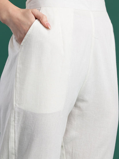 Dhiyona IE Floral Embroidered Pure Cotton Kurta with Trousers