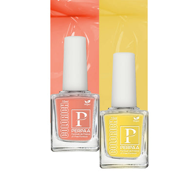 PERPAA Colorich Lime Yellow & Peach Nail Polish - Pack of 2