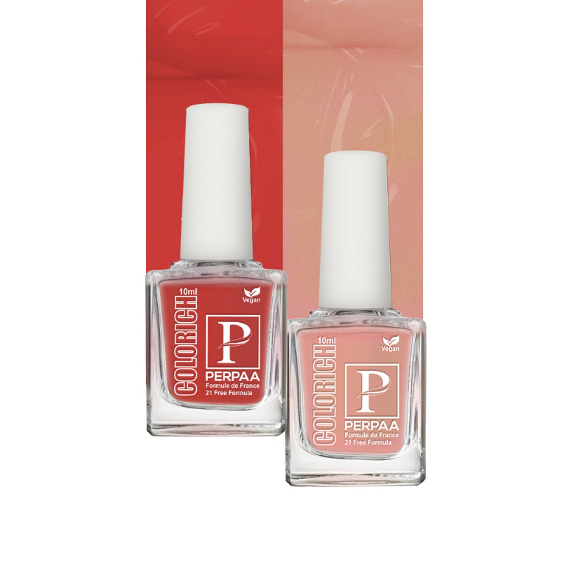 PERPAA Colorich Shimmer Peach & Bold Red Nail Polish - Pack of 2