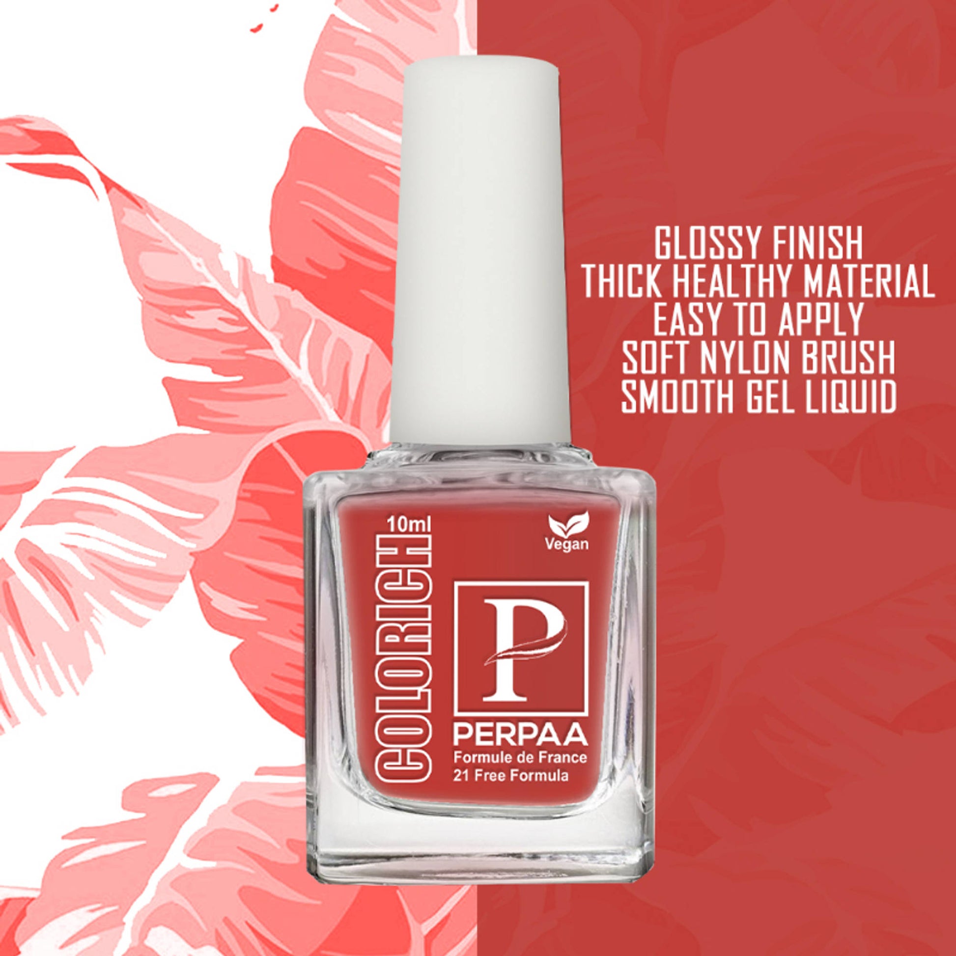 PERPAA Colorich Shimmer Peach & Bold Red Nail Polish - Pack of 2