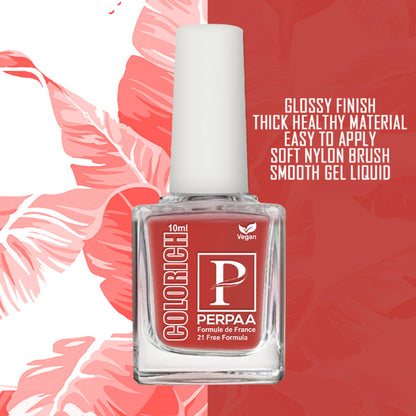 PERPAA Colorich Shimmer Peach & Bold Red Nail Polish - Pack of 2