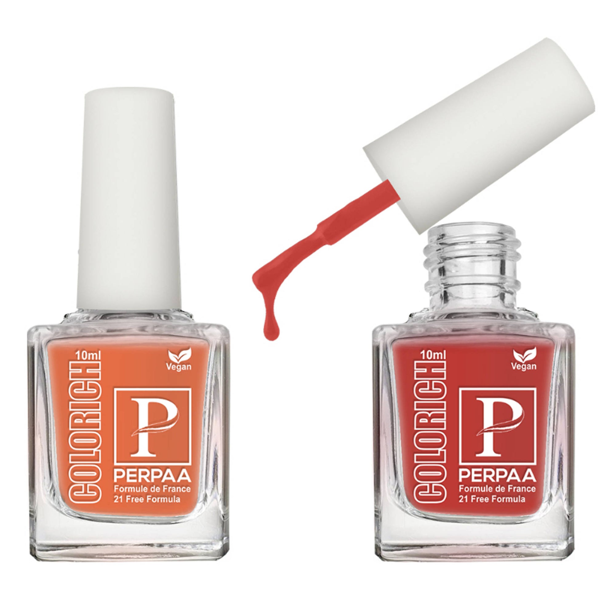 PERPAA Colorich Bold Red & Orange Nail Polish - Pack of 2